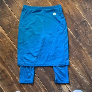 Girls' Blue Athletic Skirt with Built-In Leggings